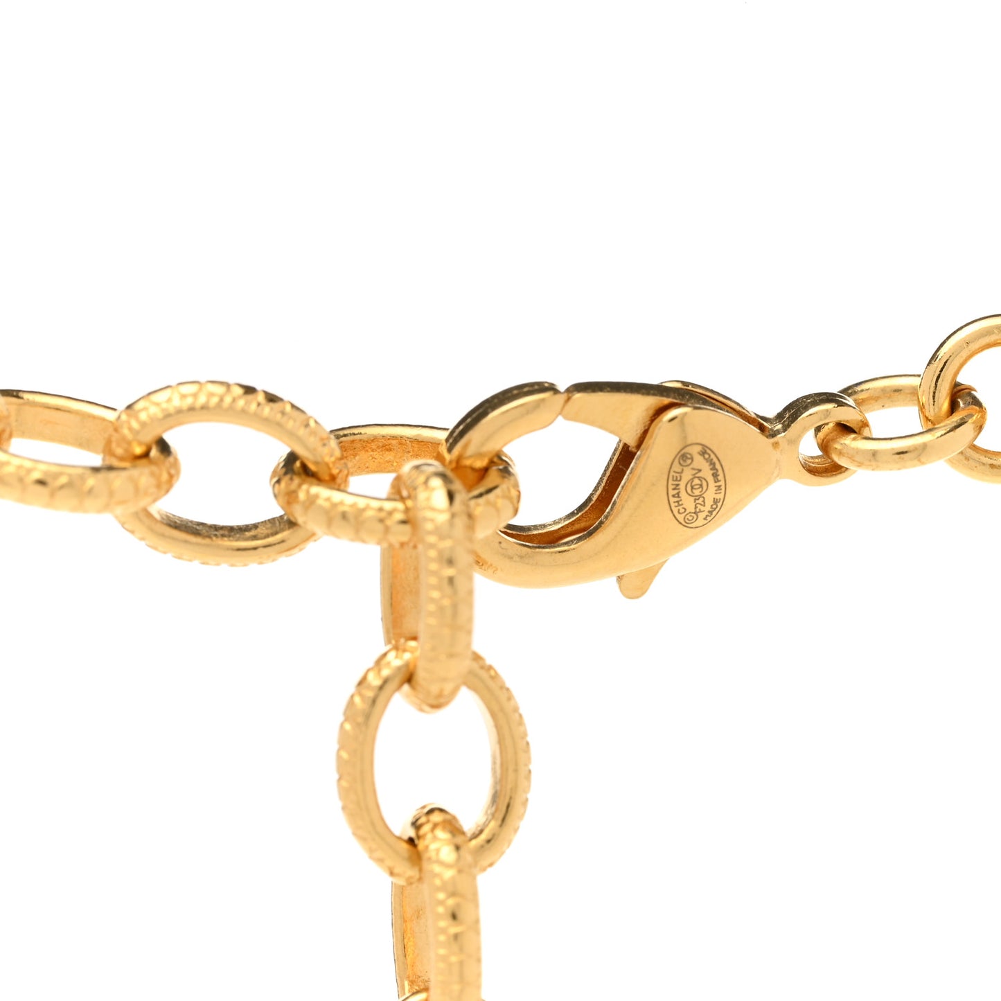 Crystal Chain Link CC Choker Necklace Gold