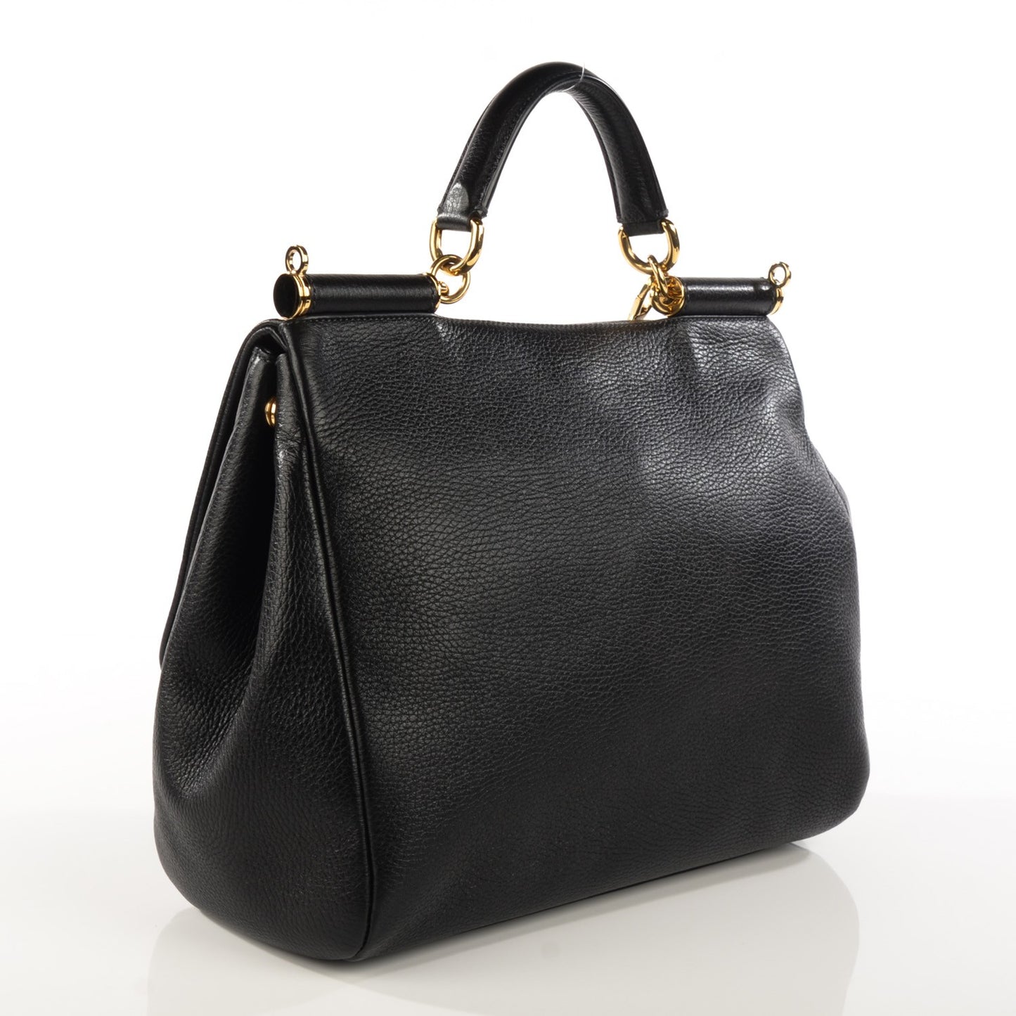 Grained Deerskin Large Miss Sicily Satchel Black