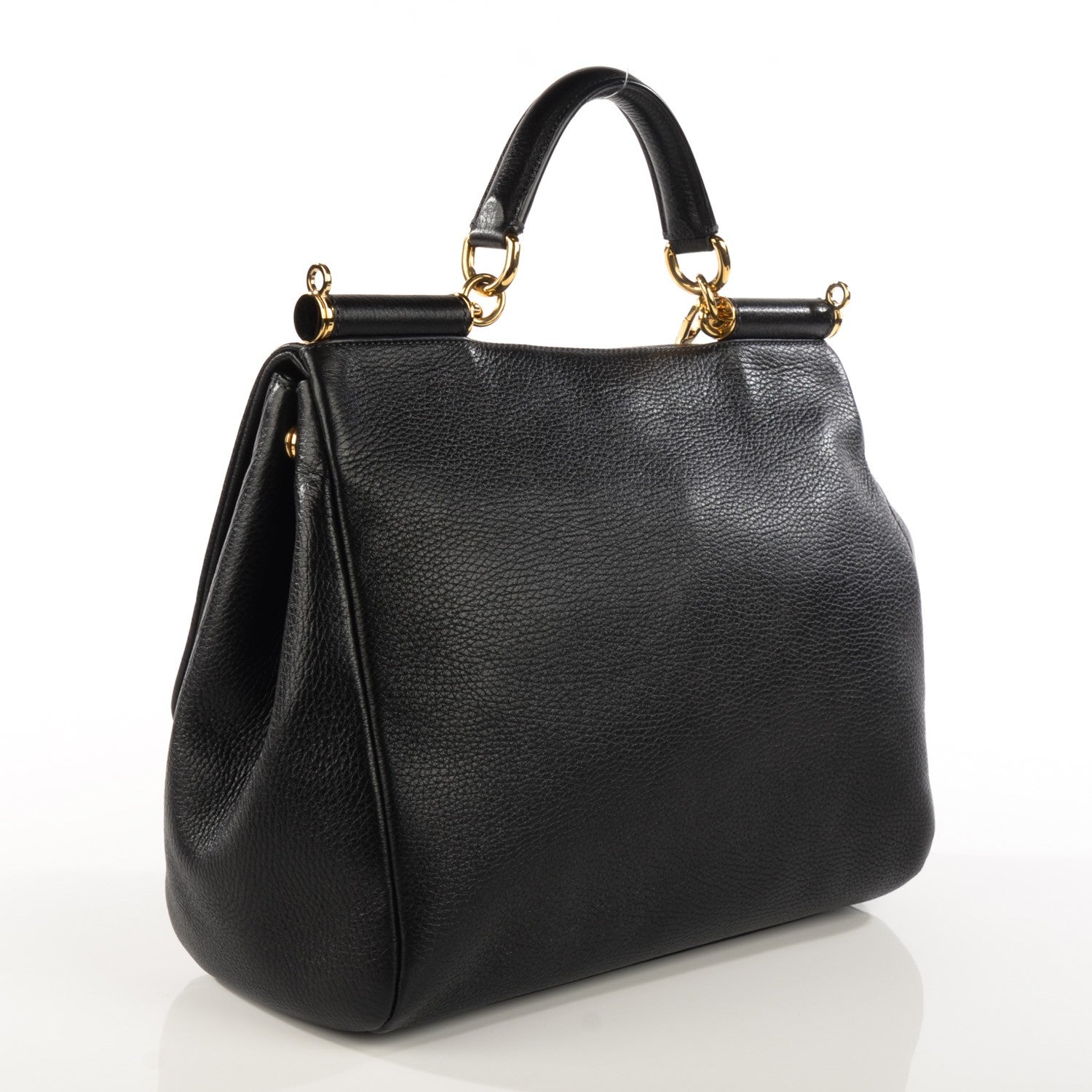 Dolce & Gabbana Grained Deerskin Large Miss Sicily Satchel Black 3 of 7