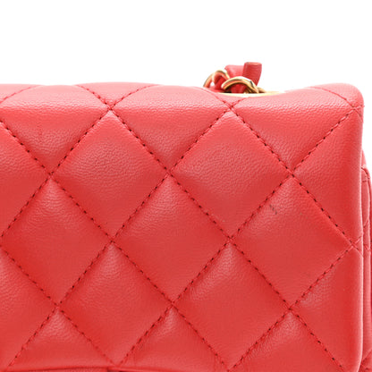 Chanel Lambskin Quilted Mini Rectangular Flap Red 14 of 17