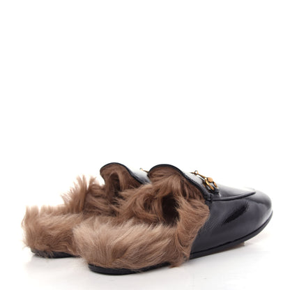 Gucci Patent Fur Womens Princetown Slippers 39 Black 4 of 9