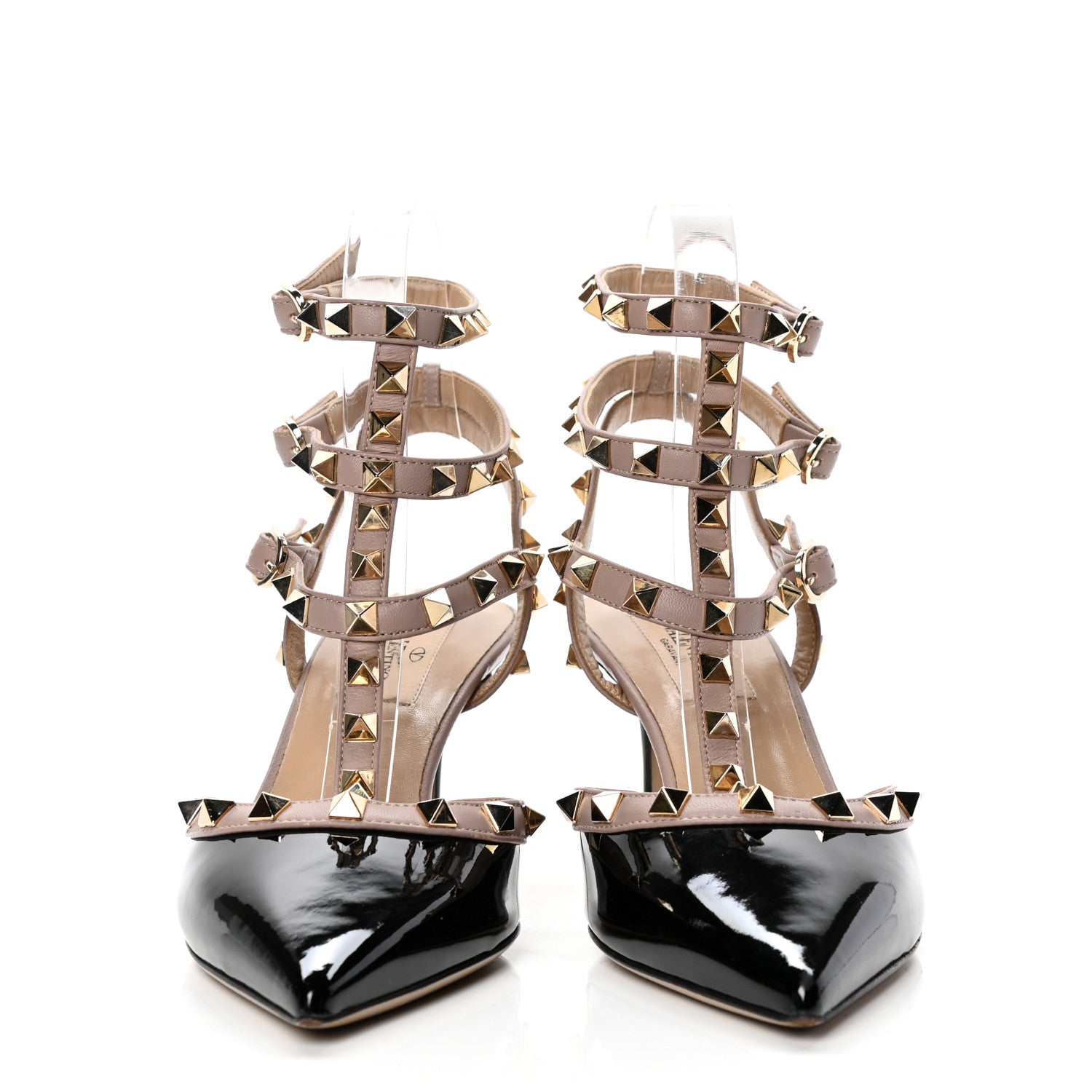 Valentino Garavani Patent Nappa Rockstud Ankle Strap 65mm Pumps 37 Black Poudre 2 of 9