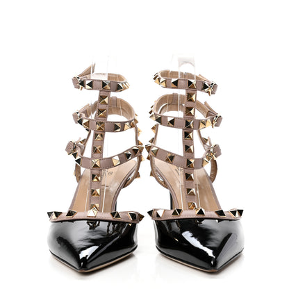 Valentino Garavani Patent Nappa Rockstud Ankle Strap 65mm Pumps 37 Black Poudre 2 of 9