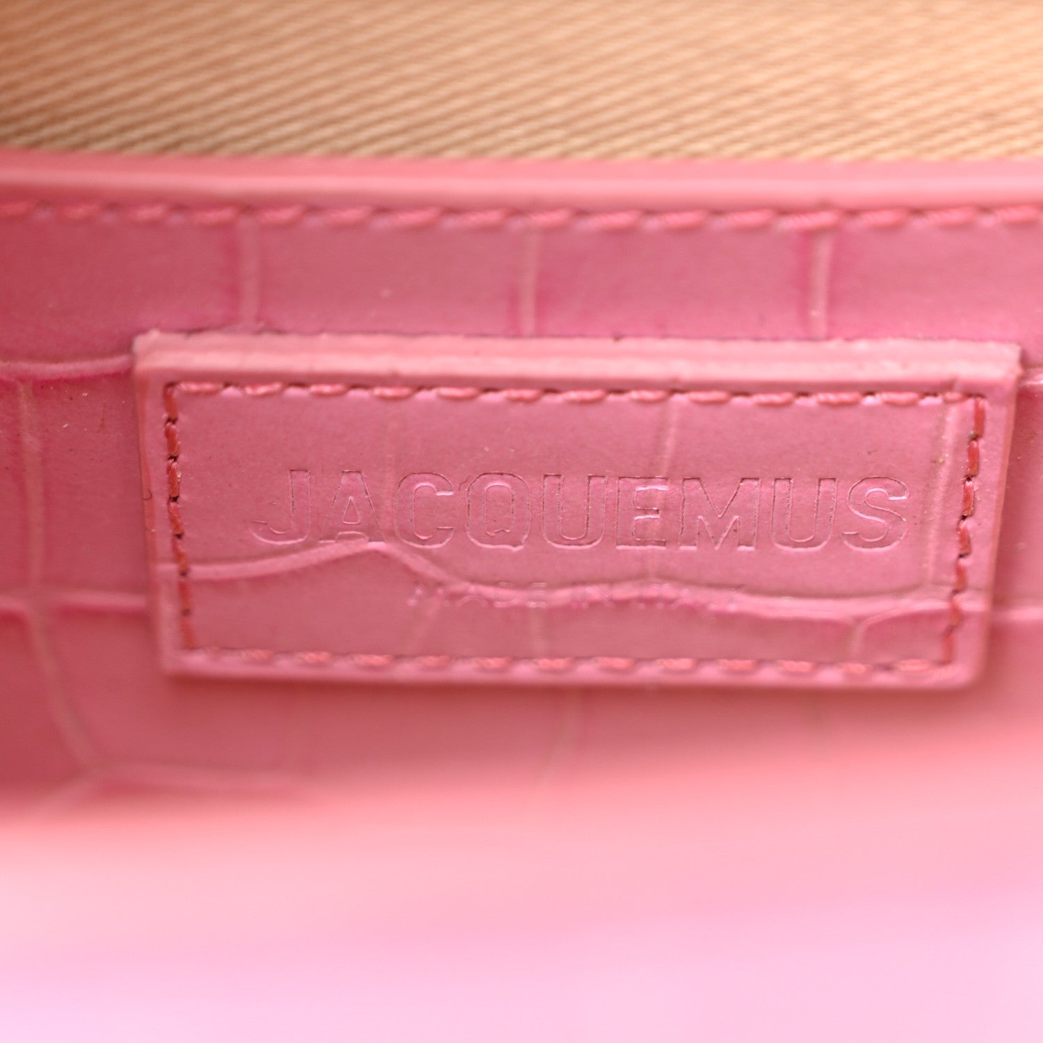 Jacquemus Calfskin Crocodile Embossed Le Bambino Long Pink 6 of 9