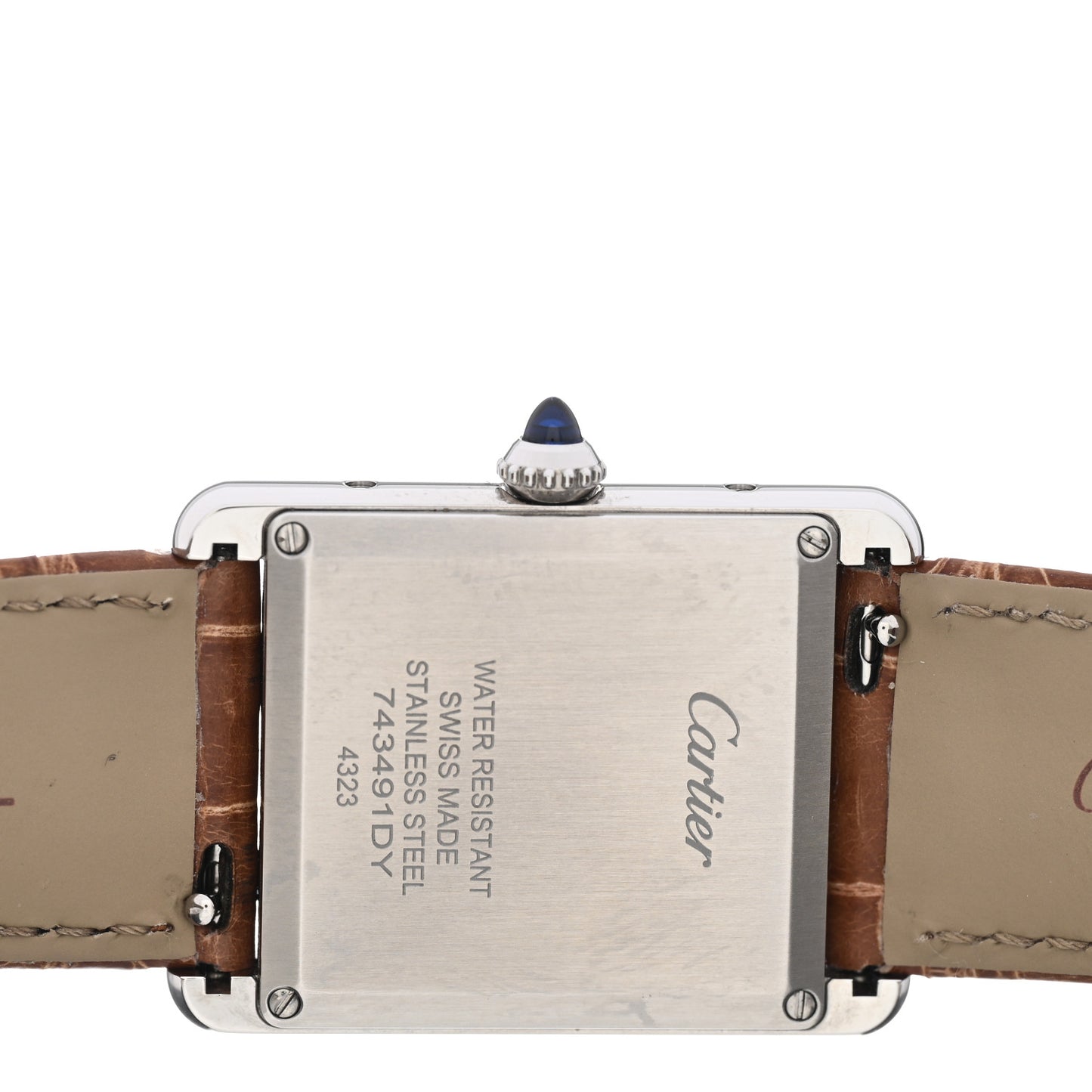 Stainless Steel Alligator 25mm Must de Cartier Tank Quartz Watch Brown
