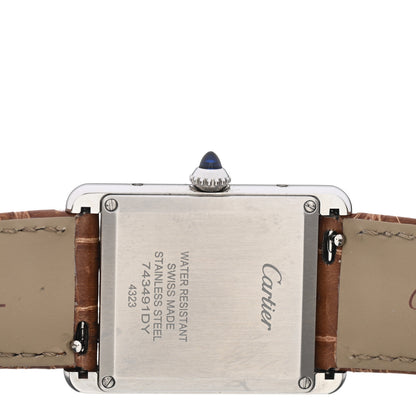 Cartier Stainless Steel Alligator 25mm Must de Cartier Tank Quartz Watch Brown 4 of 5