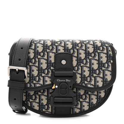 Christian Dior Oblique Grained Calfskin Mini Gallop Bag With Strap Black Beige 1 of 14