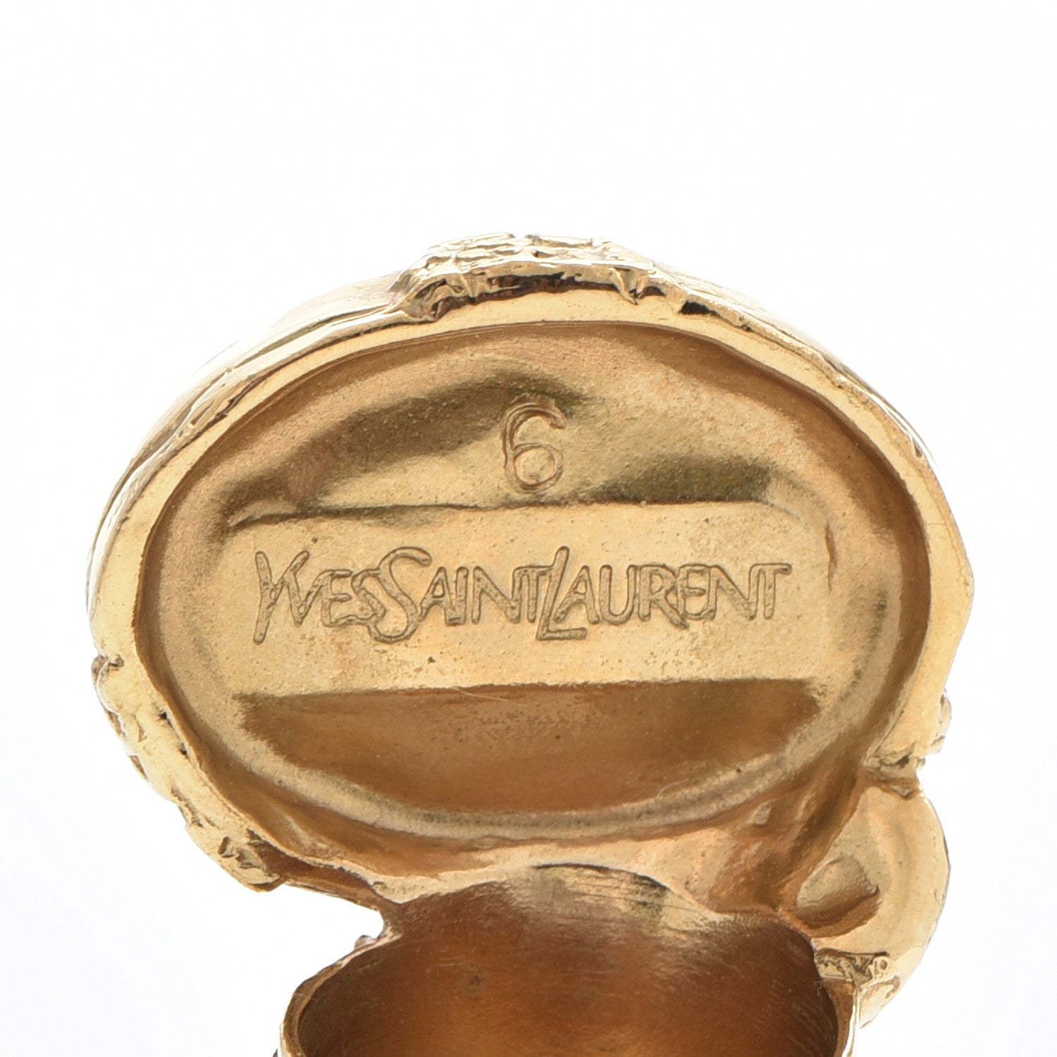 Saint Laurent Glass Cabochon Arty Ovale Ring 6 Gold Turquoise 4 of 4
