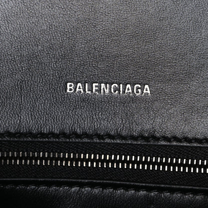 Balenciaga Shiny Calfskin Monochrome Crocodile Embossed Small Hourglass Top Handle Bag Black 6 of 11