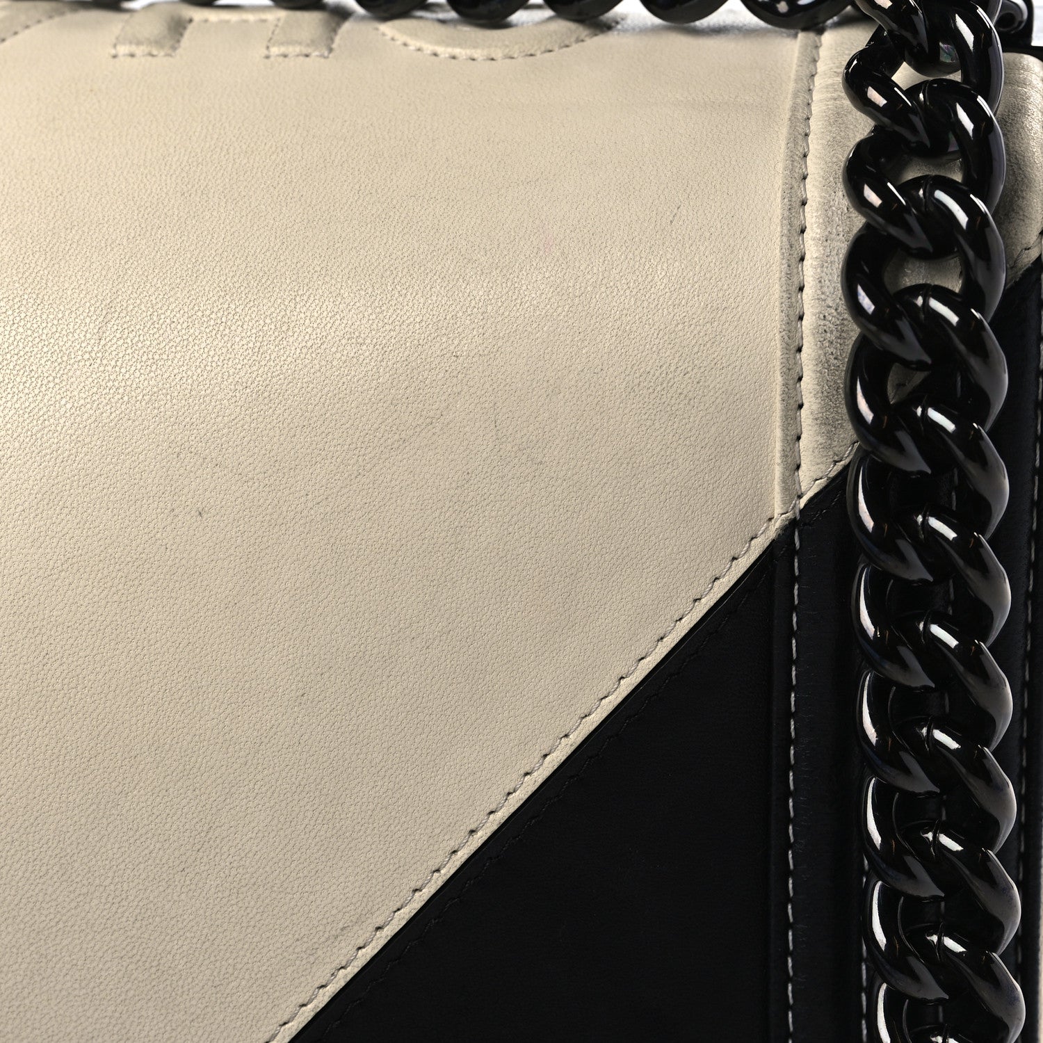 Chanel Glazed Calfskin Geometric Medium Boy Flap White Black 12 of 14