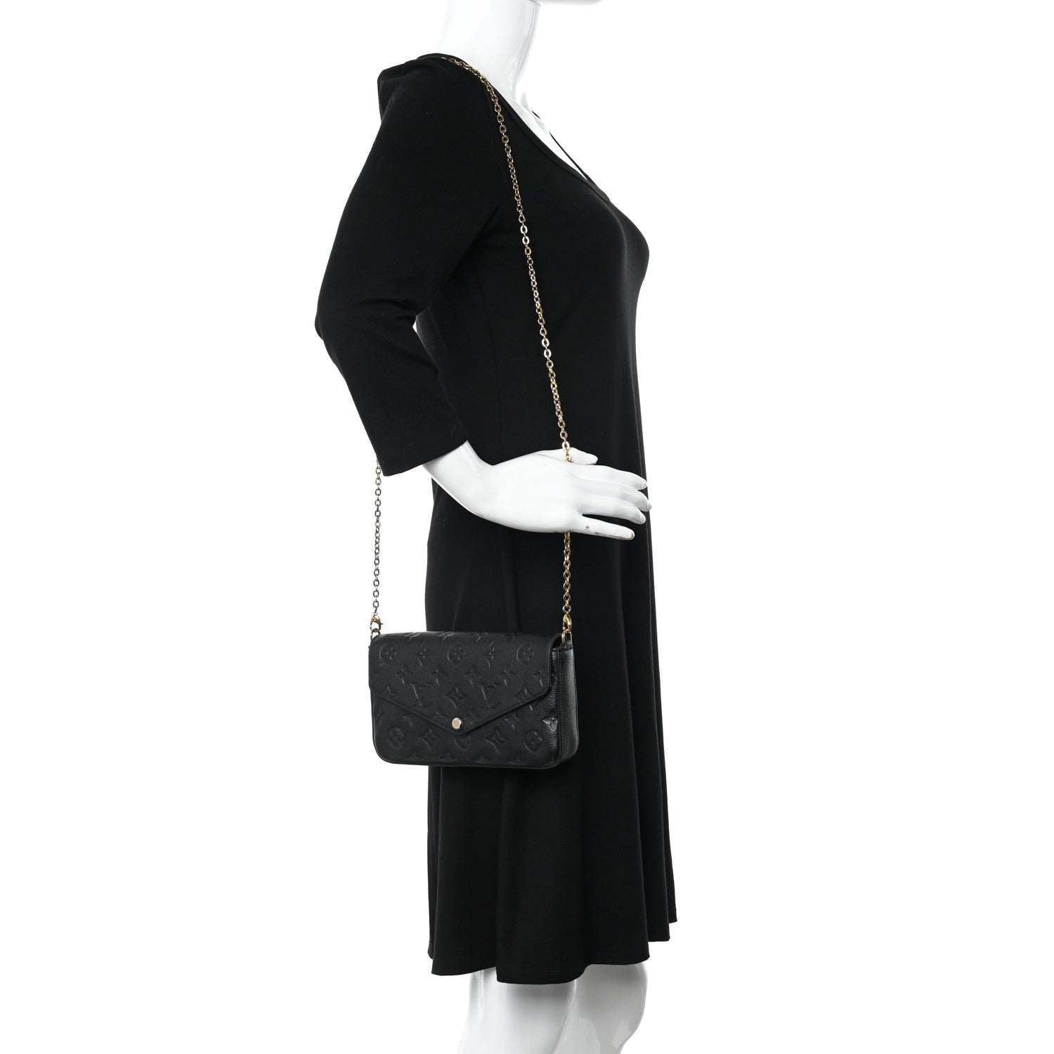 Louis Vuitton Empreinte Pochette Felicie Chain Wallet Black 2 of 9