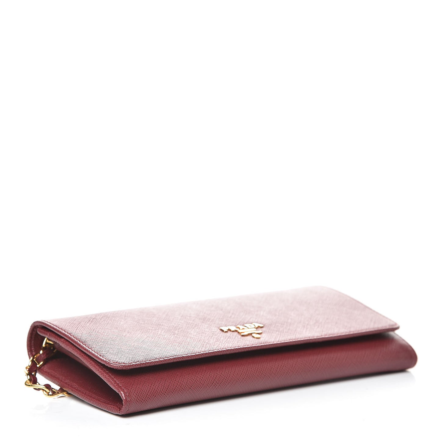 Saffiano Metal Oro Chain Wallet Cherry