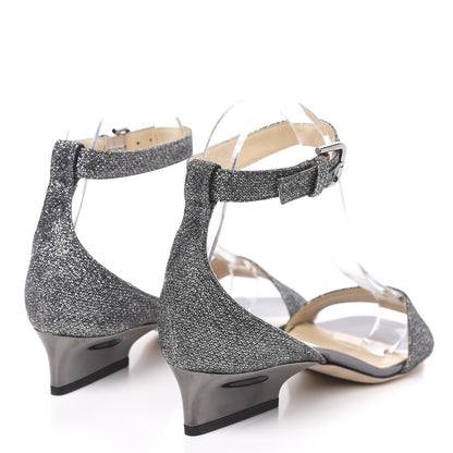 Jimmy Choo Glitter Fabric Edina Sandals 38 Anthracite 4 of 7