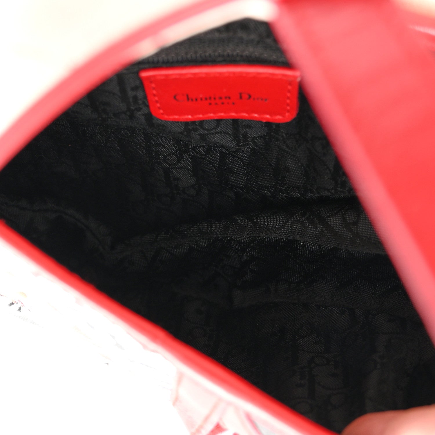 Christian Dior Canvas Hardcore Pierced Saddle Bag White Red Black 5 of 12