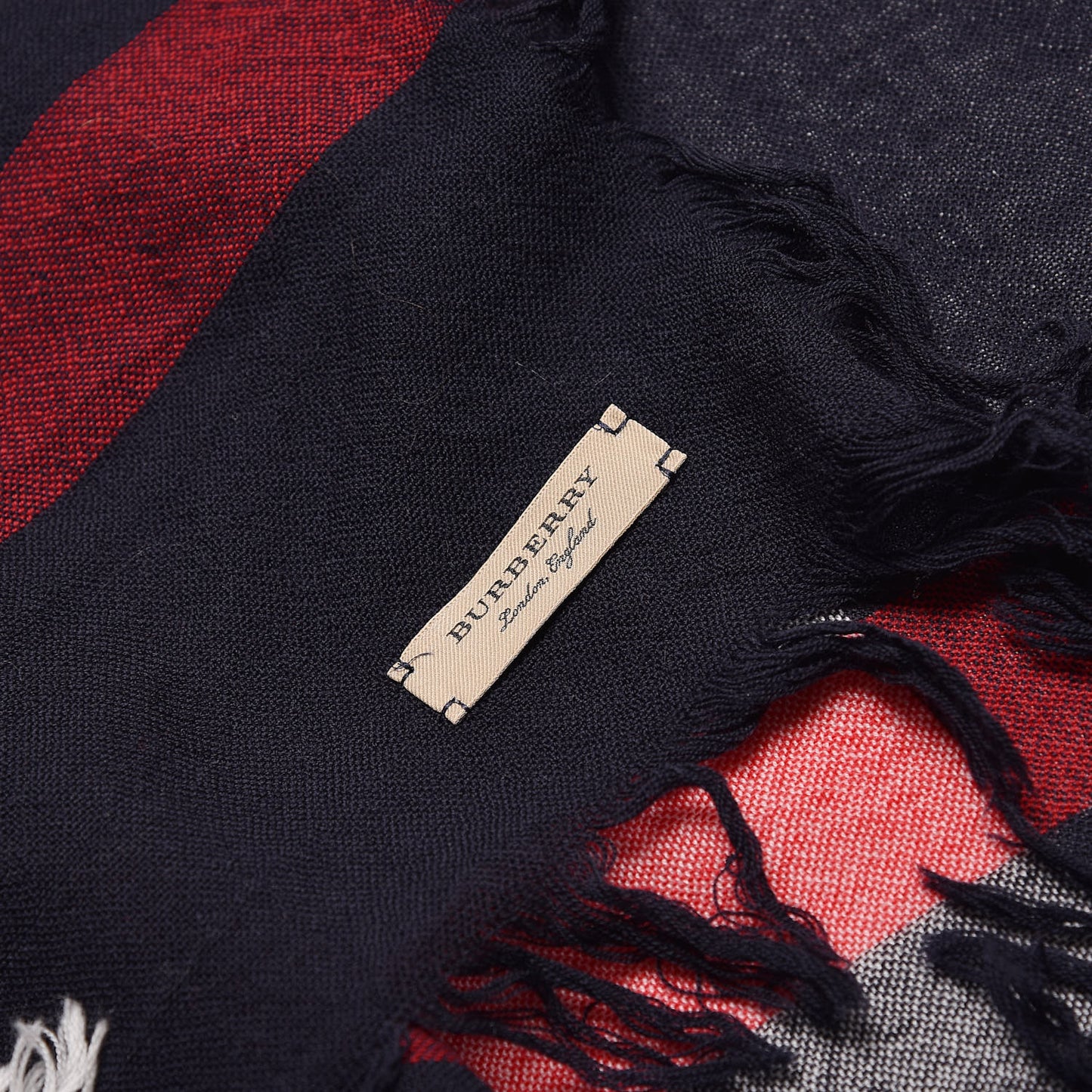 Merino Wool House Check Scarf Navy