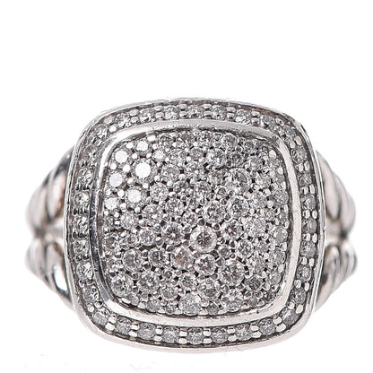 David Yurman Sterling Silver Diamond 14mm Albion Pave Ring 51 5.75 1 of 5