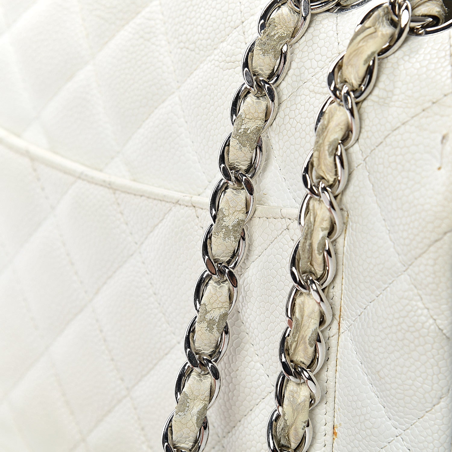 Chanel Caviar Quilted Jumbo Single Flap White 18 of 26