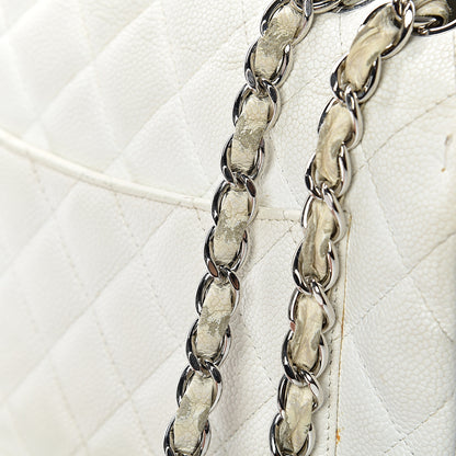 Chanel Caviar Quilted Jumbo Single Flap White 18 of 26