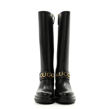 Gucci Calfskin Over The Knee Boots 38.5 Black 2 of 10