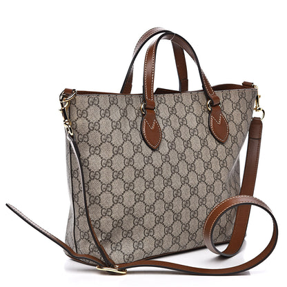 Gucci Soft GG Supreme Monogram Small Crossbody Tote Beige Cuir 3 of 11