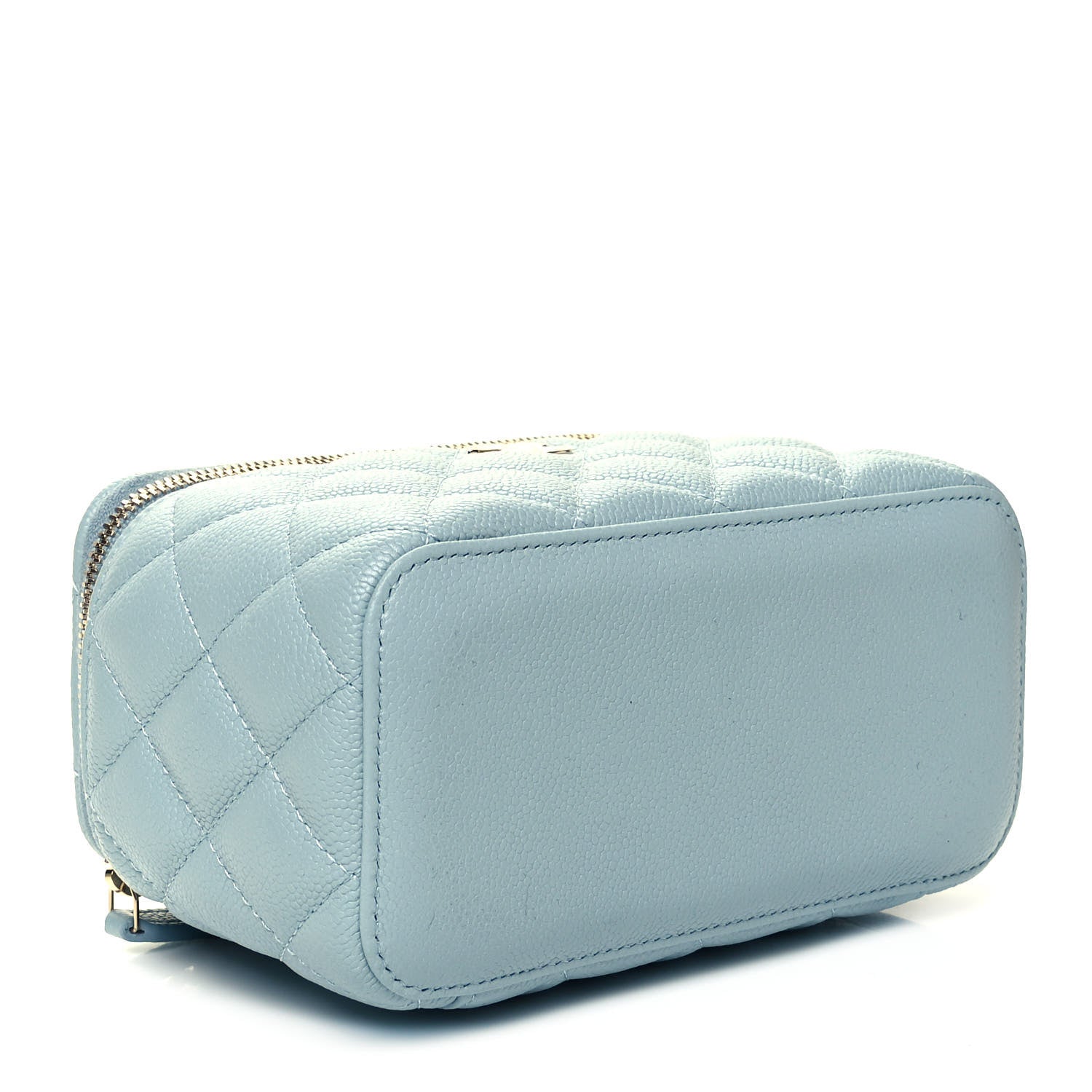 Chanel Caviar Quilted Small Tiny CC Vanity Case With Chain Light Blue 4 of 10