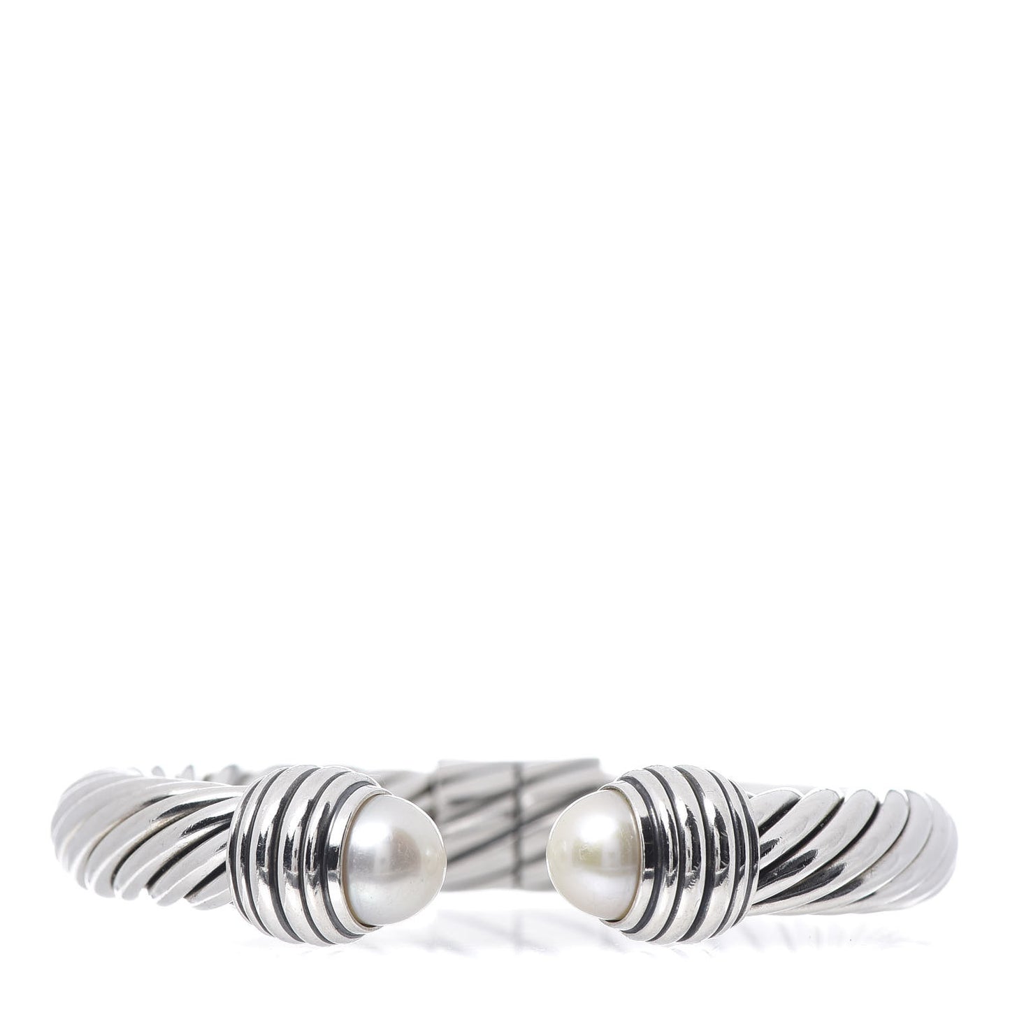 Sterling Silver Pearl 10mm Cable Classics Hinged Bracelet