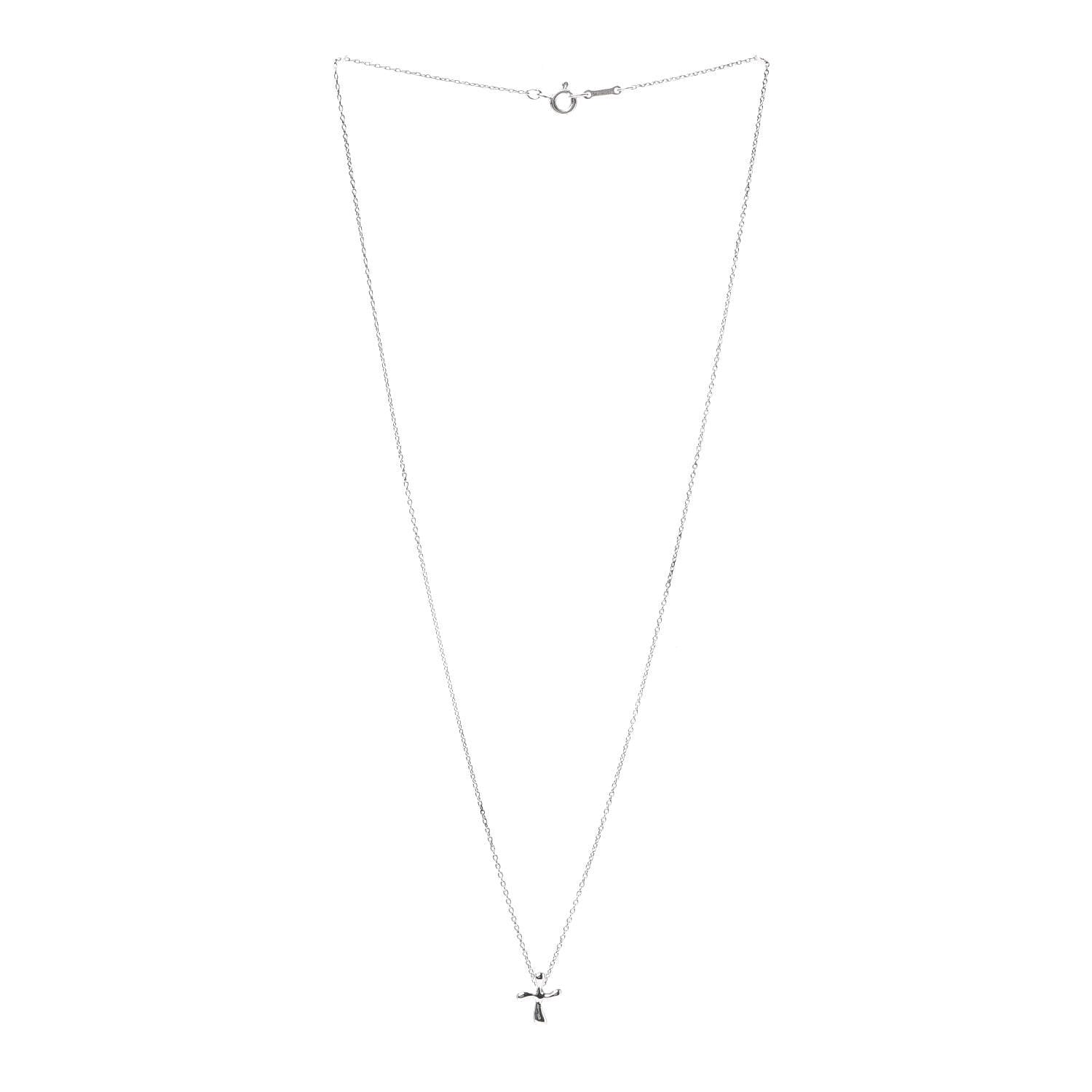 Tiffany Sterling Silver 12mm Elsa Peretti Cross Pendant Necklace 3 of 5