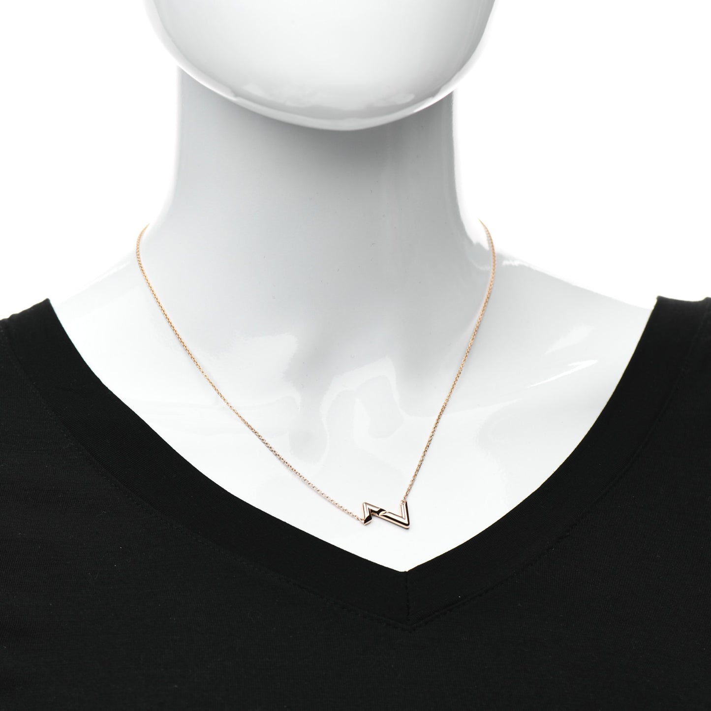18K Pink Gold LV Volt Upside Down Pendant Necklace