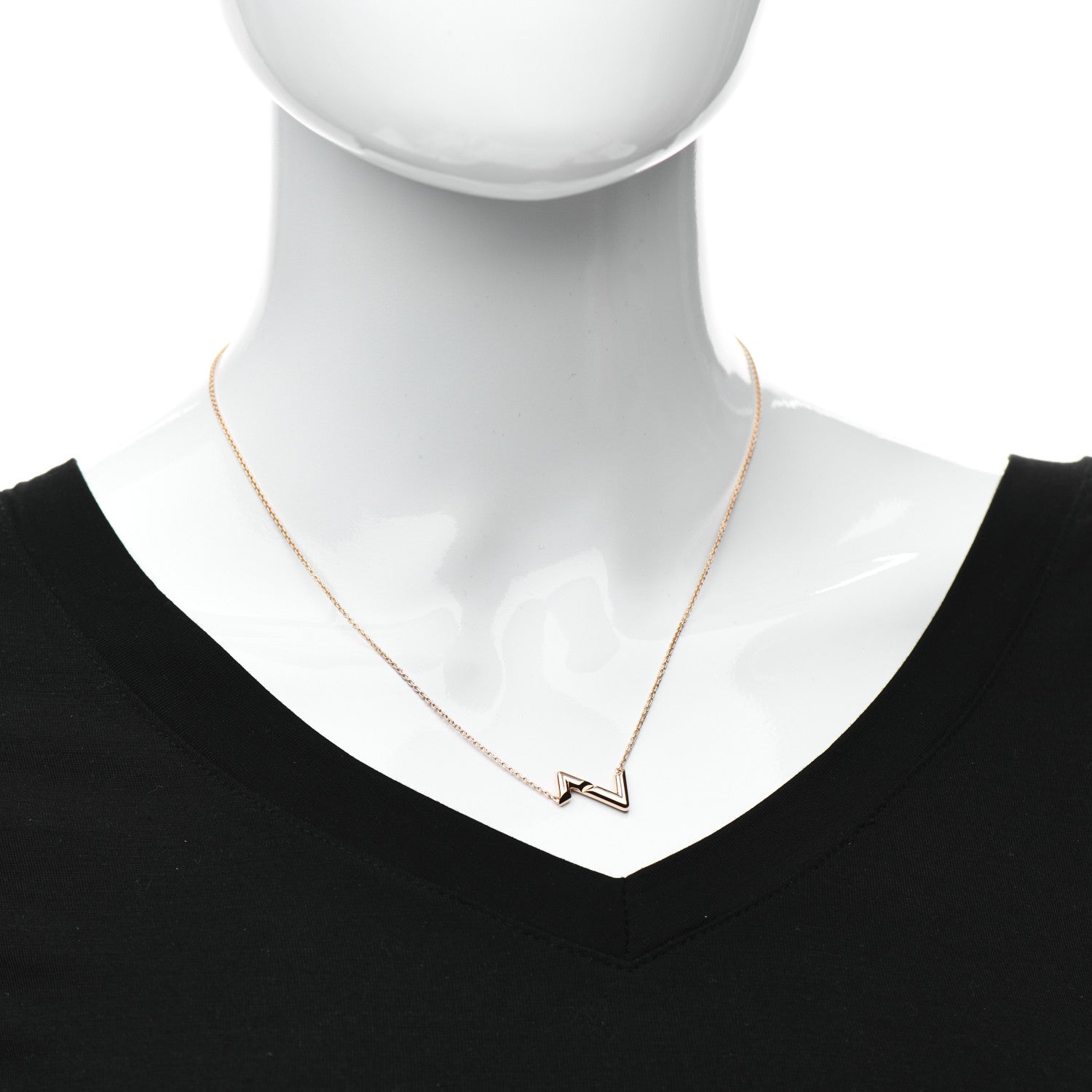 Louis Vuitton 18K Pink Gold LV Volt Upside Down Pendant Necklace 2 of 5