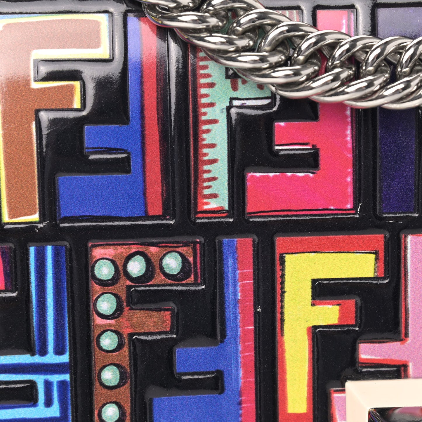 Vitello Liberty Fun Fair Embossed Scalloped Small Kan I Shoulder Bag Black Multicolor