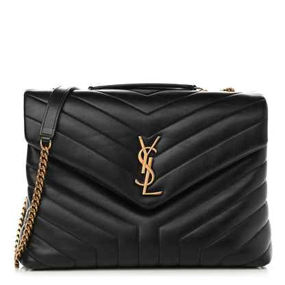 Saint Laurent Calfskin Y Quilted Monogram Medium Loulou Chain Satchel Black 1 of 15
