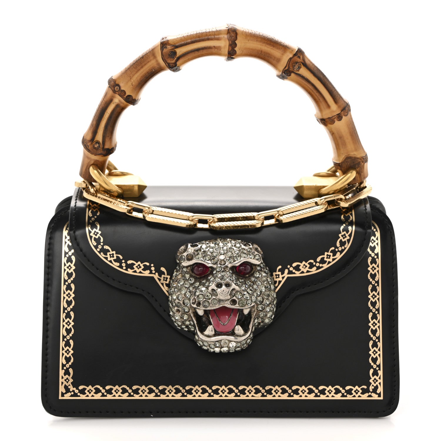 Gucci Calfskin Bamboo Mini Thiara Top Handle Bag Black 1 of 15