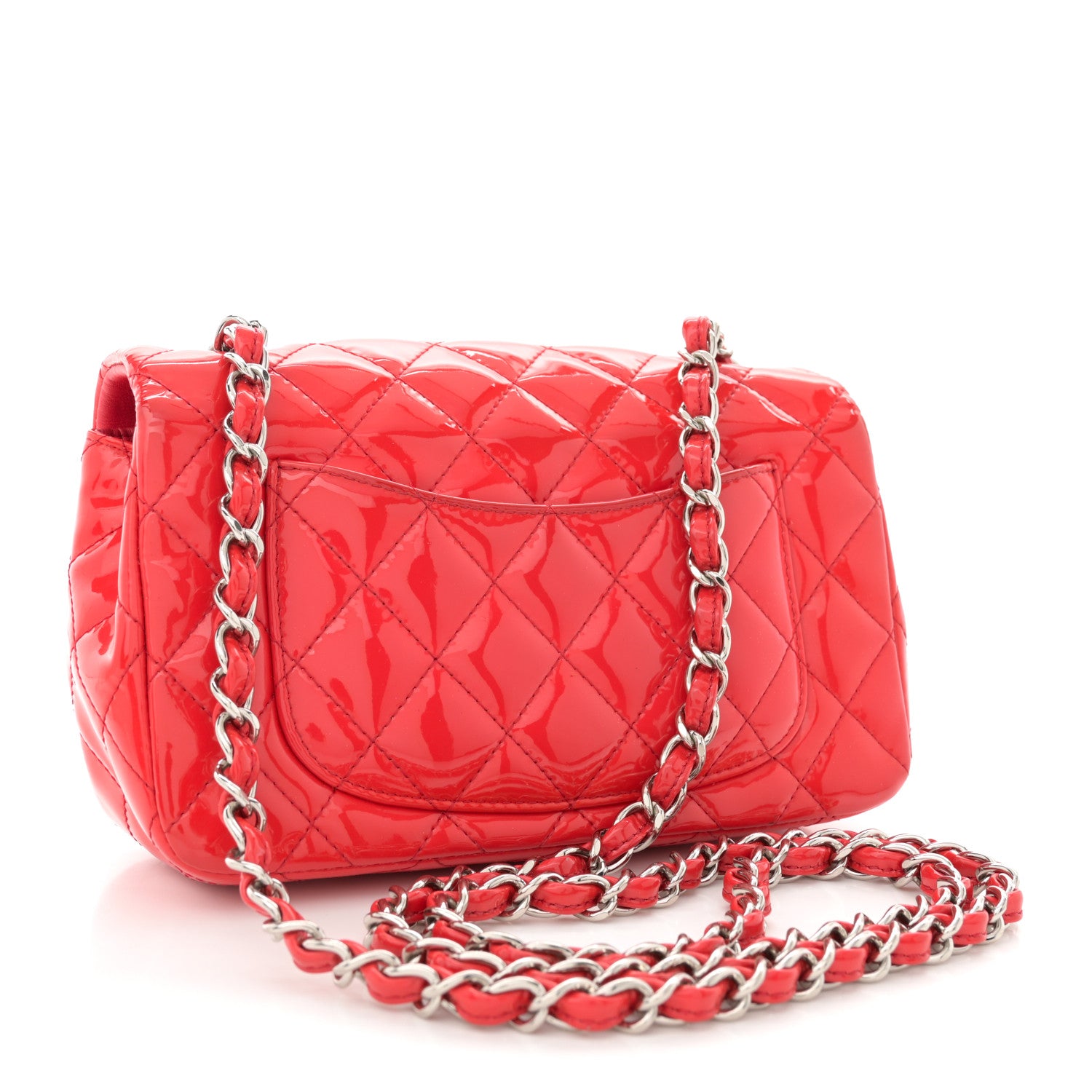Chanel Patent Calfskin Quilted Mini Rectangular Flap Red 3 of 12
