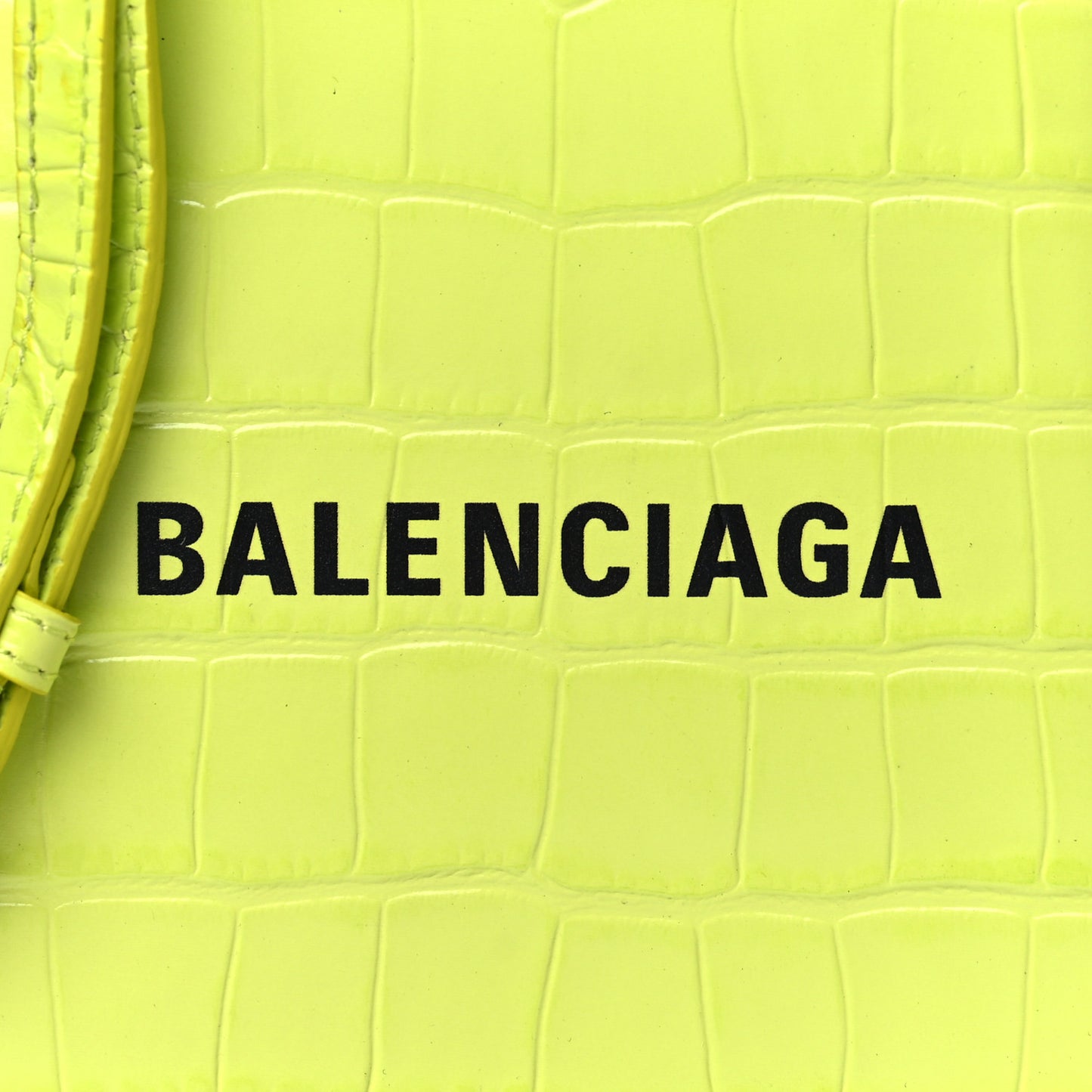Calfskin Crocodile Embossed Logo Shopping Phone Holder Bag Lime