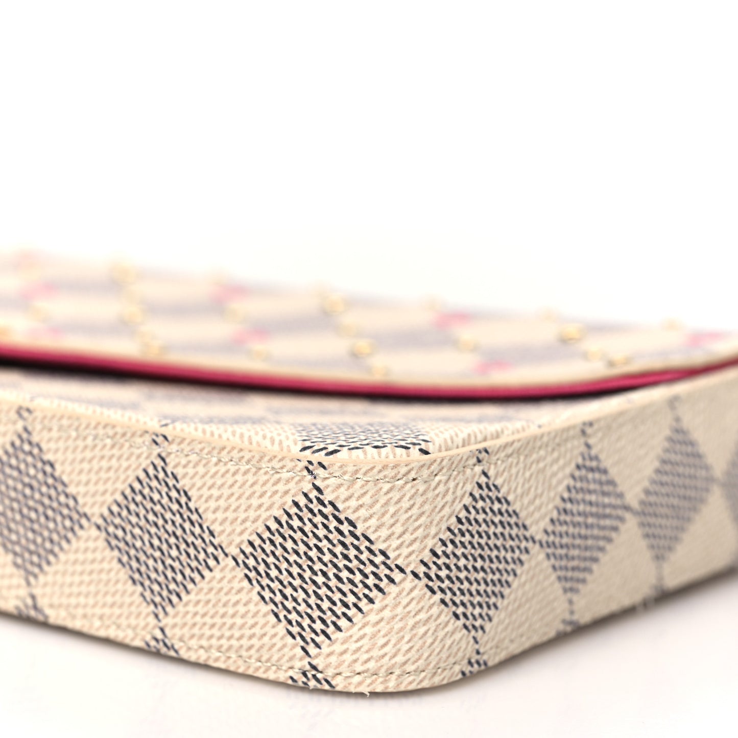 Damier Azur Studded Pochette Felicie Chain Wallet Fuchsia
