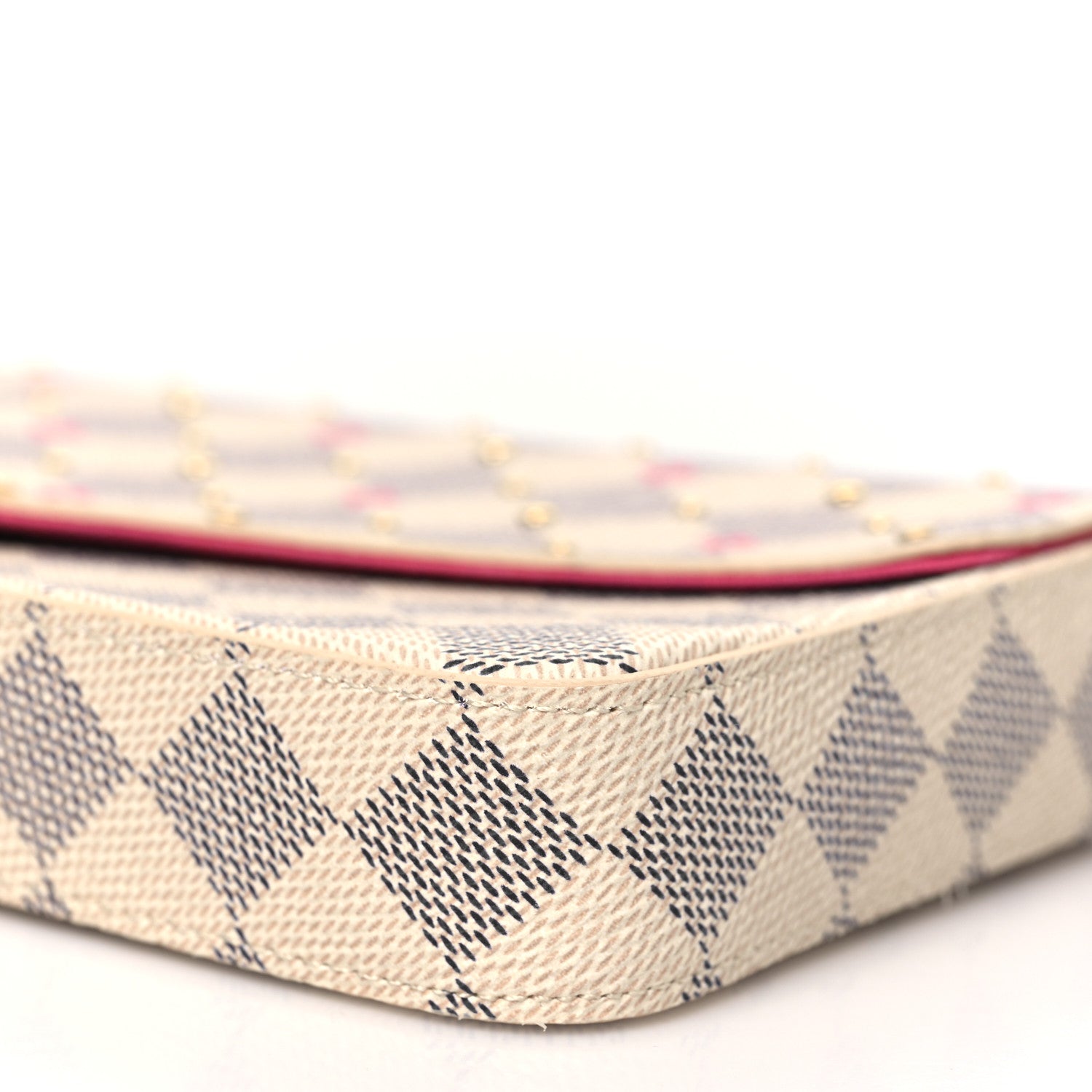 Louis Vuitton Damier Azur Studded Pochette Felicie Chain Wallet Fuchsia 9 of 9
