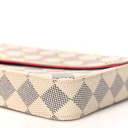Louis Vuitton Damier Azur Studded Pochette Felicie Chain Wallet Fuchsia 9 of 9
