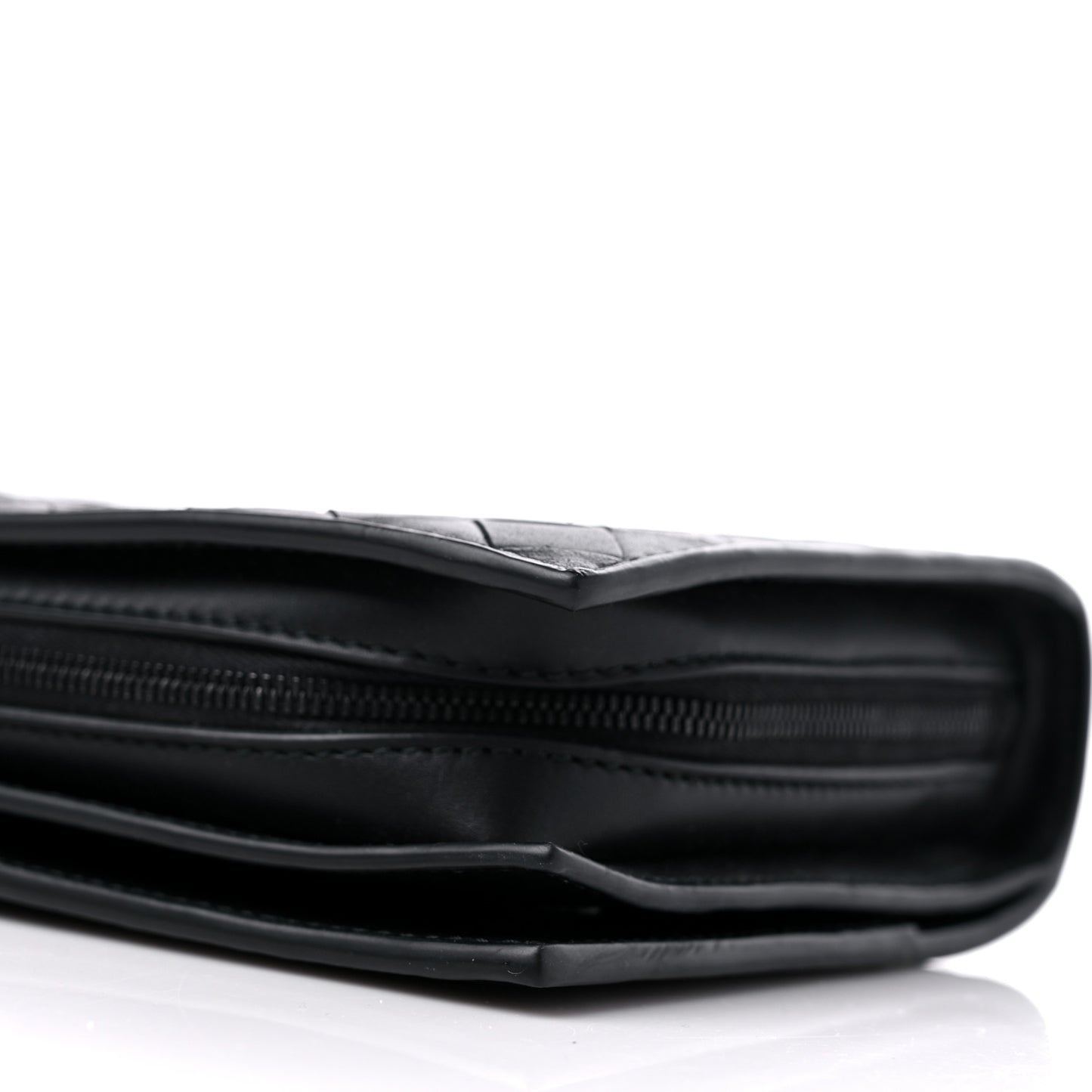 Nappa Intrecciato Wristlet Zip Wallet Black