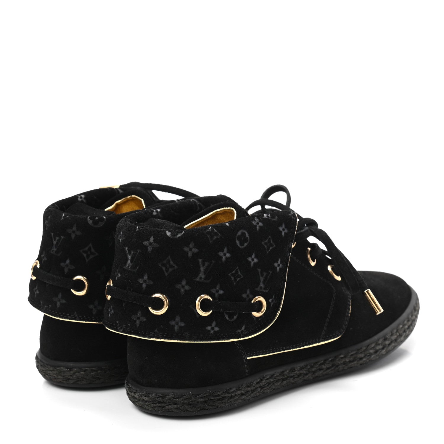 Louis Vuitton Suede Fold Over Sneakers 35.5 Black 4 of 9
