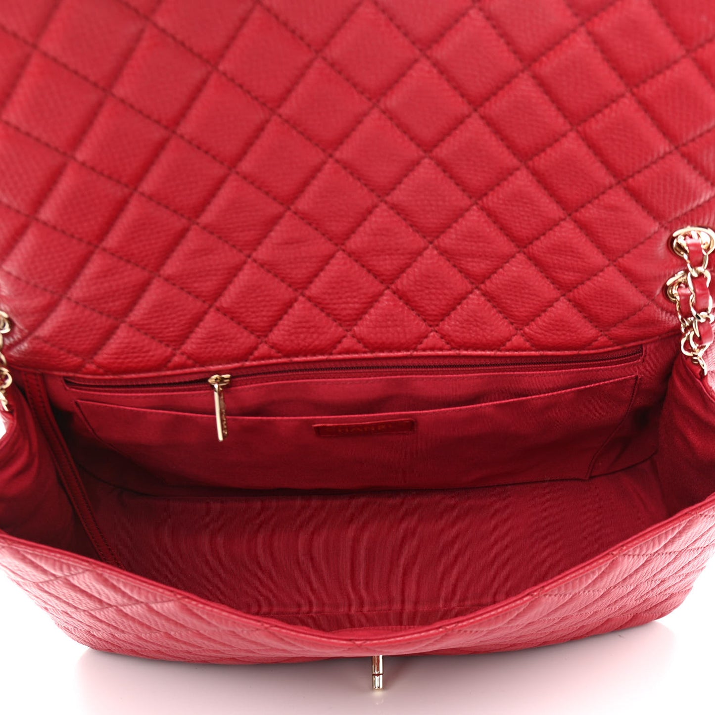 Calfskin Quilted Small XXL Travel Flap Bag Red