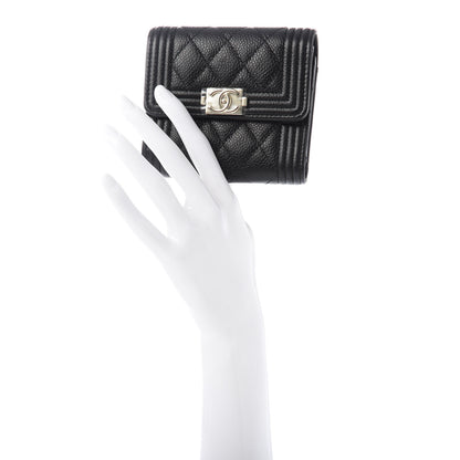 Chanel Caviar Quilted Compact Boy Wallet Black 2 of 8
