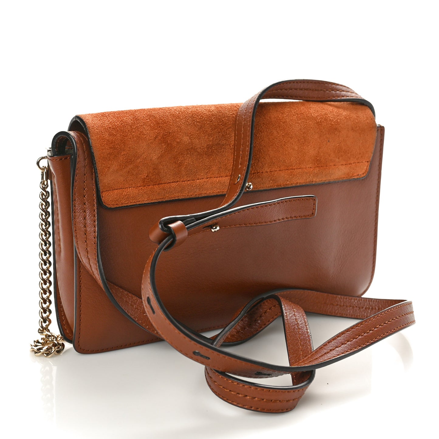Suede Calfskin Small Faye Shoulder Bag Tobacco