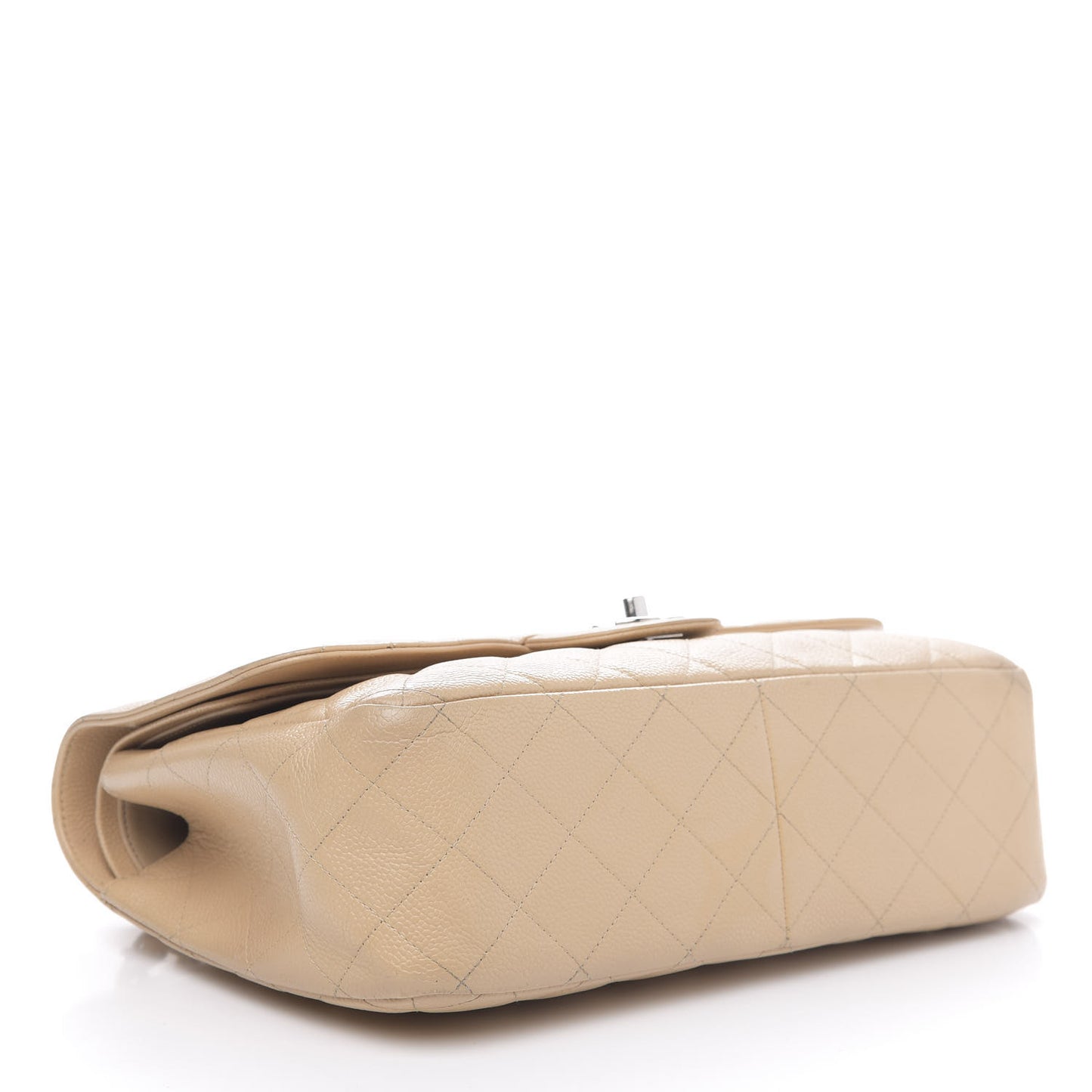 Caviar Quilted Jumbo Double Flap Beige Clair
