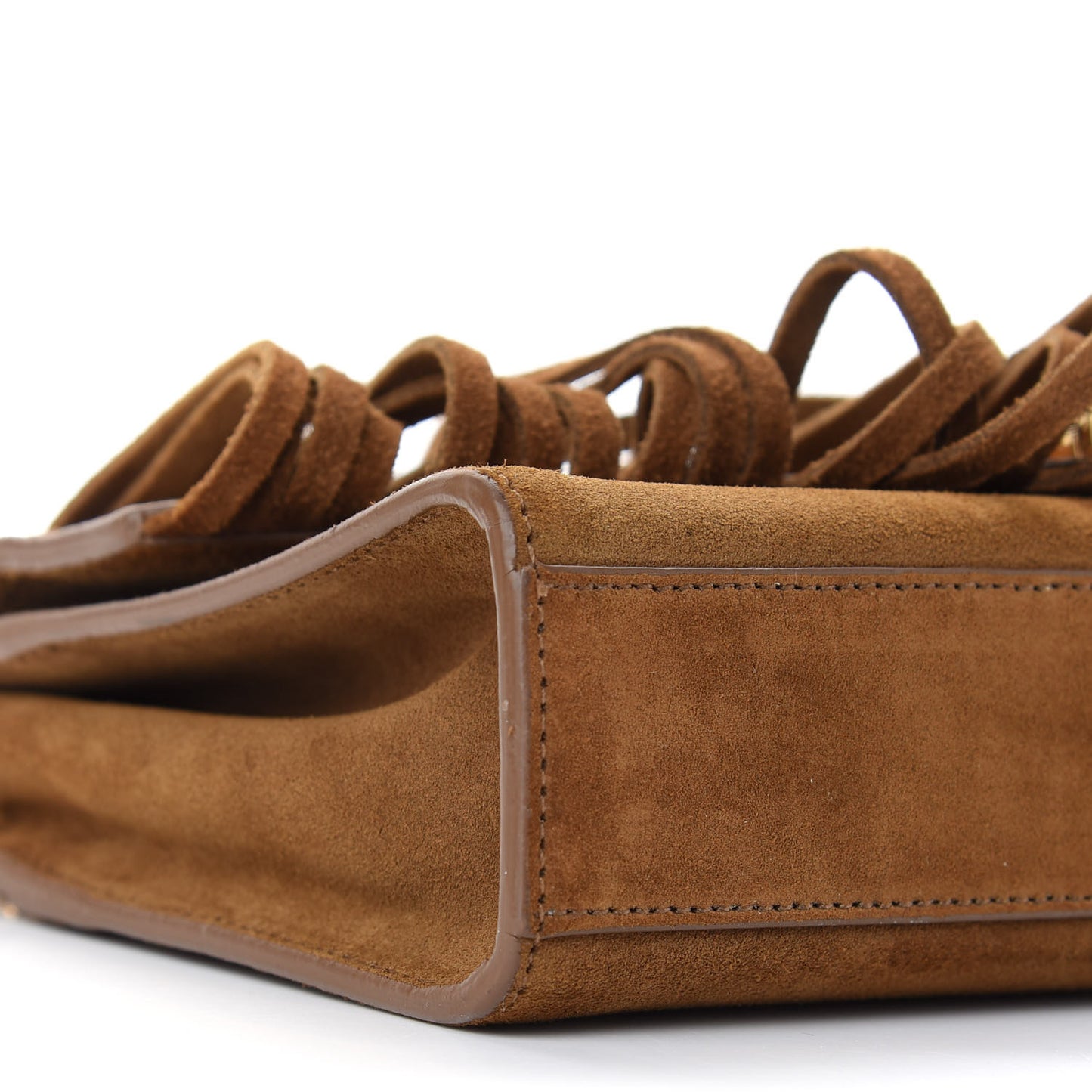 Suede Fringe Small Monogram Satchel Light Ocre