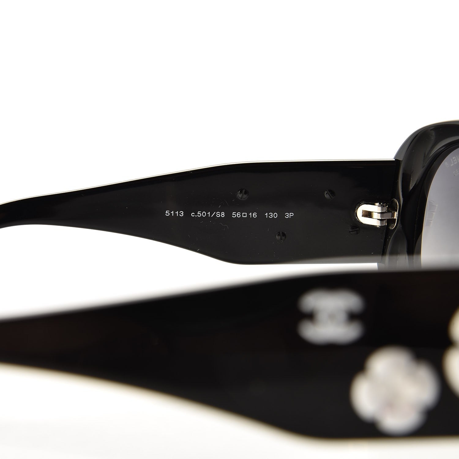 Chanel Camellia CC Sunglasses 5113 Black White 5 of 10