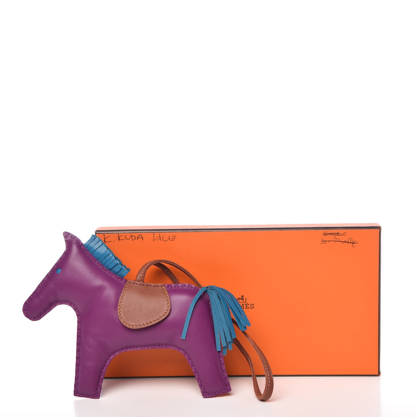 Milo Lambskin Grigri Rodeo Horse Bag Charm GM Anemone Bleu Izmir Fauve