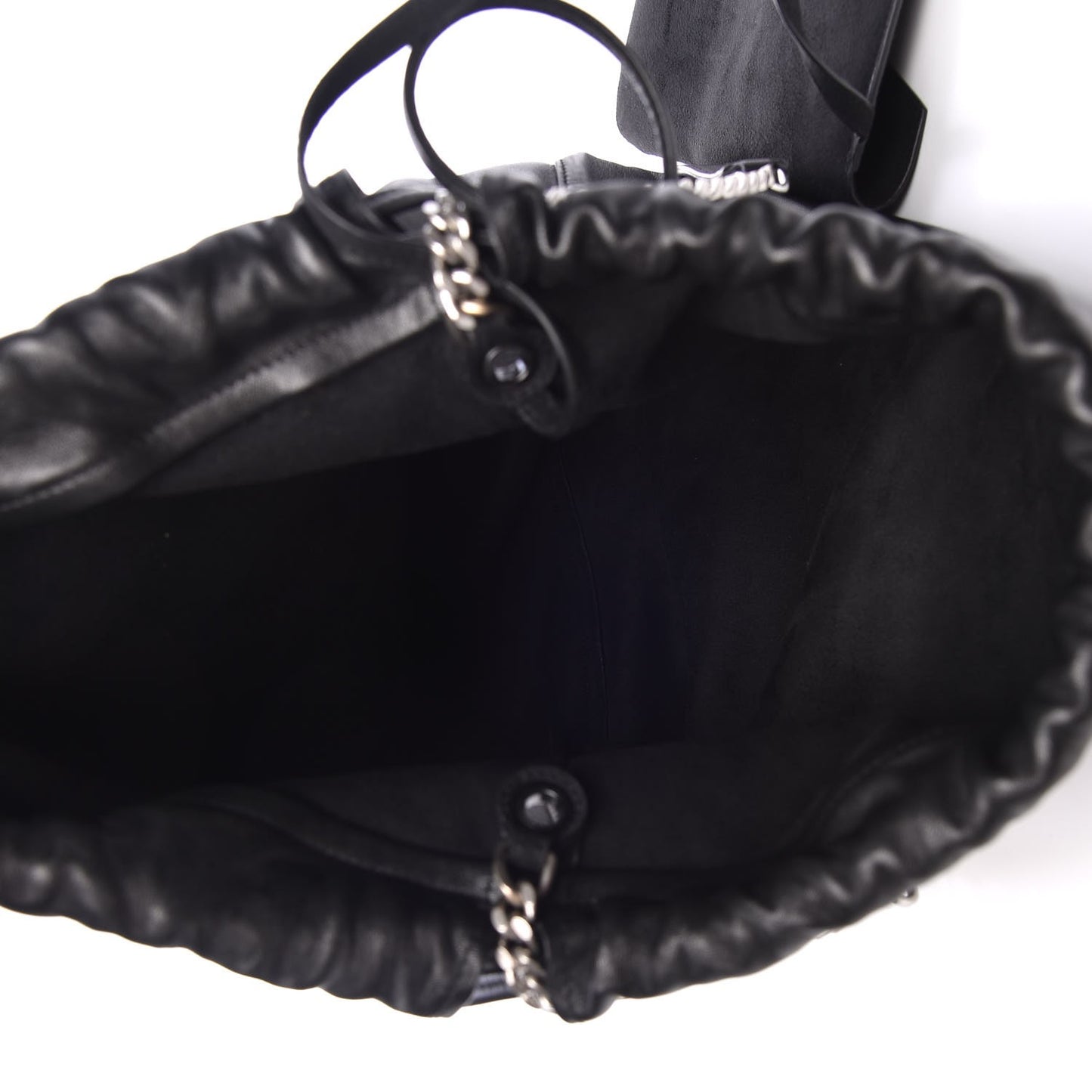 Lambskin Teddy Drawstring Bag Black