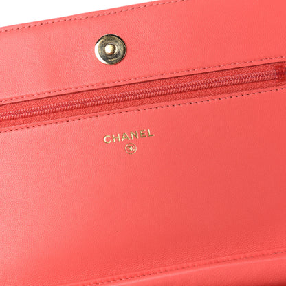 Chanel Calfskin Chevron Quilted Boy Wallet On Chain WOC Coral 8 of 12