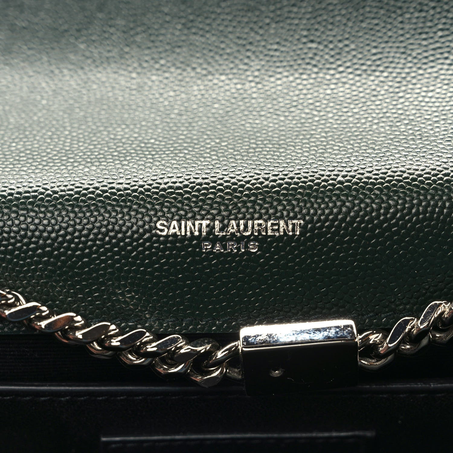 Saint Laurent Grain De Poudre Medium Monogram Kate Satchel Vert Fonce 5 of 8