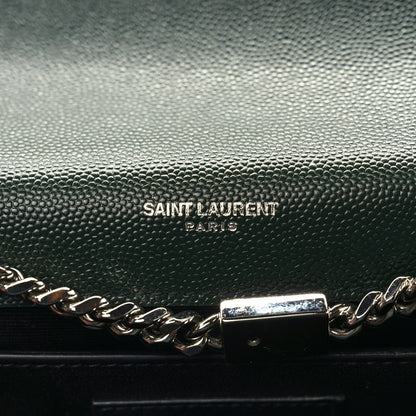 Saint Laurent Grain De Poudre Medium Monogram Kate Satchel Vert Fonce 5 of 8